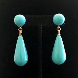 Kenneth Jay Lane Teal Tear Drop Earrings